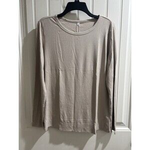 NWT Beige Ribbed Long sleeve top Womens Sz XL